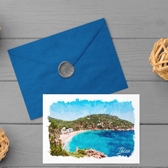 Ibiza Spain Beach Landscape Travel Vykort (Ibiza Spain Postcard)