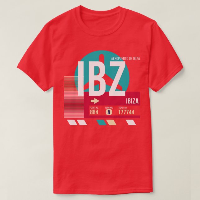 Ibiza Spain IBZ Airport Code Baggage Märkre T Shirt (Design framsida)