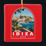 Ibiza Spain Illustration Travel Art Vintage Julgransprydnad Keramik<br><div class="desc">Ibizas retro-vektorresedesign. Ibiza är en av Balearerna,  en skärgård i Spanien i Medelhavet.</div>