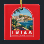 Ibiza Spain Illustration Travel Art Vintage Julgransprydnad Keramik<br><div class="desc">Ibizas retro-vektorresedesign. Ibiza är en av Balearerna,  en skärgård i Spanien i Medelhavet.</div>