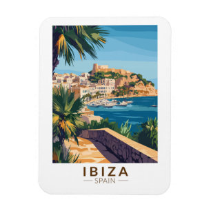 Ibiza Spain Illustration Travel Art Vintage Magnet