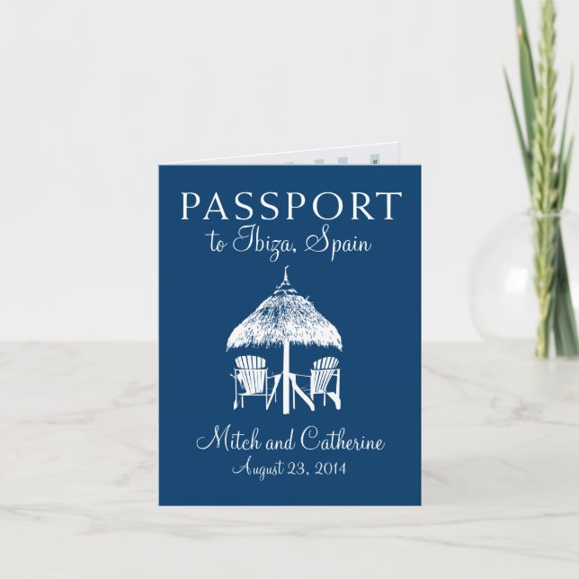 Ibiza Spain Passport Wedding bjudande Inbjudan (Framsida)