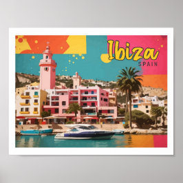 Ibiza Spain Pop Art Travel Illustration Poster