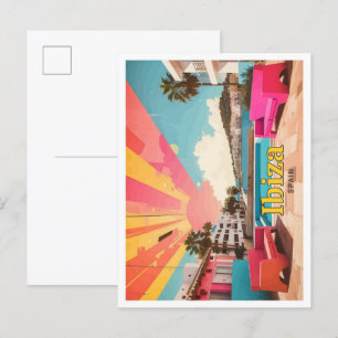 Ibiza Spain Pop Art Travel Illustration Vykort