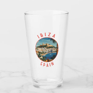 Ibiza Spain Retro Distress Circle Glaskopp