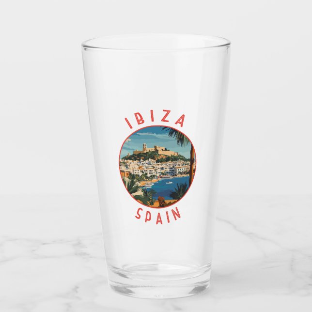 Ibiza Spain Retro Distress Circle Glaskopp (Framsida)