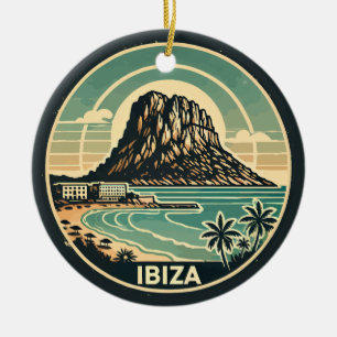 Ibiza Spain Sten, Es Vedra Travel Art Badge Julgransprydnad Keramik