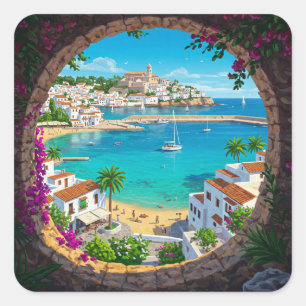 Ibiza Spain Travel Fyrkantigt Klistermärke