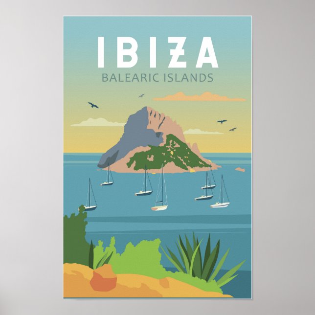 Ibiza Spain Travel Vintage Art Poster (Framsidan)
