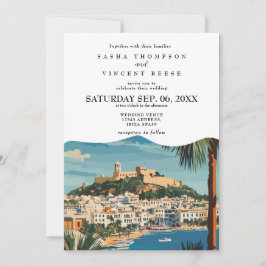 Ibiza Spanien Bröllopsinbjudan Retro Inbjudningar