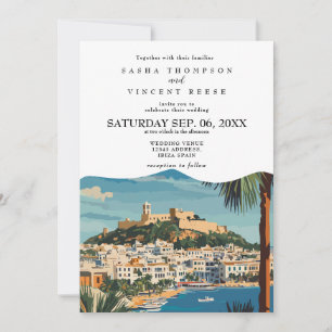 Ibiza Spanien Bröllopsinbjudan Retro Inbjudningar