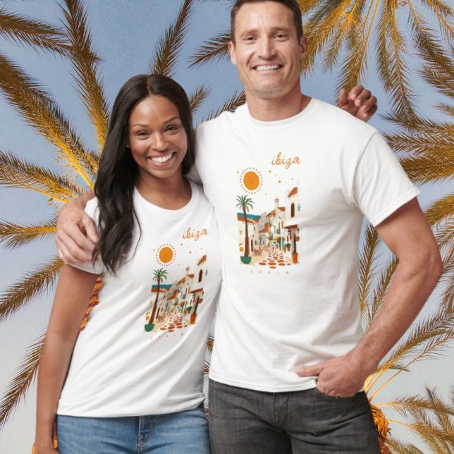 Ibiza Spanien Eivissa vit stad T-Shirt (Skapare uppladdad)