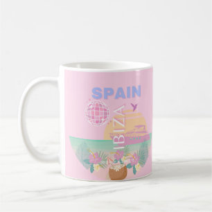 Ibiza, Spanien, Resekonst, Preppy konst, Rosa Kaffemugg