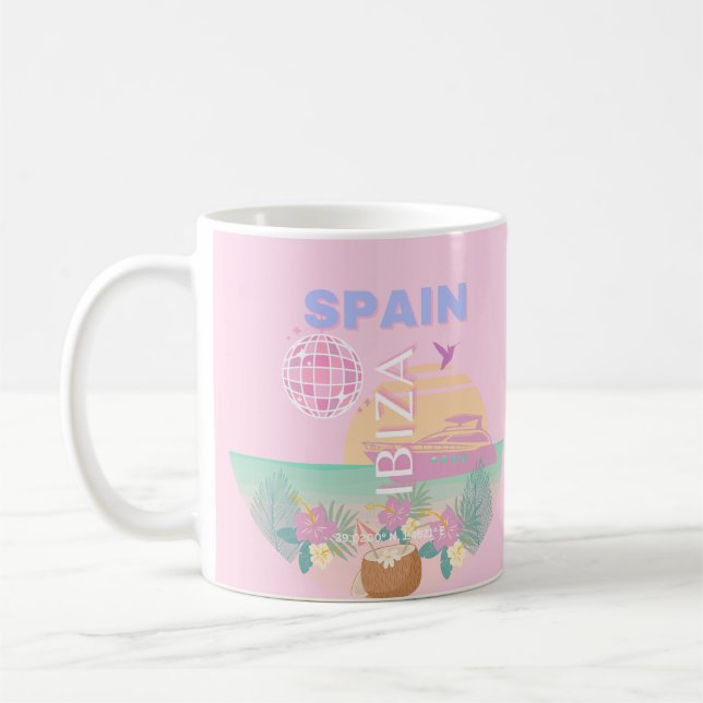 Ibiza, Spanien, Resekonst, Preppy konst, Rosa Kaffemugg (Vänster)