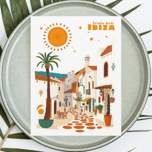 Ibiza Spanien semester vit medelhavet vykort