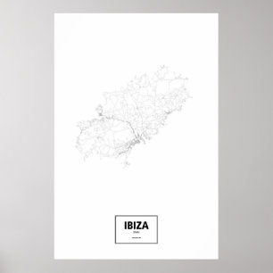Ibiza, Spanien (svart på vitt) Poster