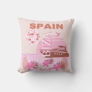 Ibiza, Spanien, Travel Art, Preppy Art, Pastel Kudde