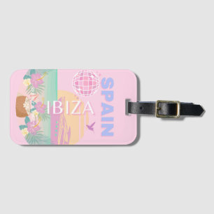 Ibiza, Spanien, Travel Art, Preppy Art, Rosa Bagagebricka