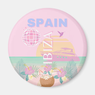 Ibiza, Spanien, Travel Art, Preppy Art, Rosa Magnet