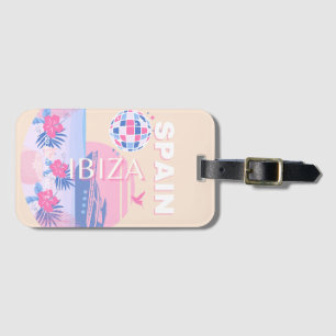 Ibiza, Spanien, Travel Art, Preppy Art, Rosa, Past Bagagebricka
