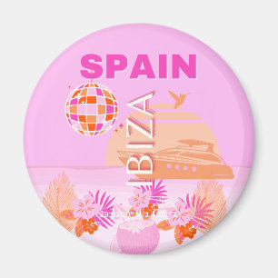 Ibiza, Spanien, Travel Art, Preppy Art, Rosa, Prep Magnet