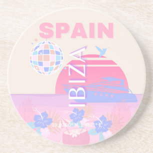 Ibiza, Spanien, Travel Art, Preppy Art, Rosa Underlägg