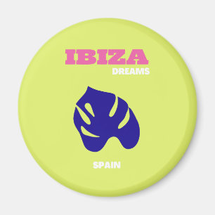 Ibiza, Spanien, Travel Art, Preppy, Grönt Magnet