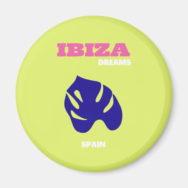 Ibiza, Spanien, Travel Art, Preppy, Grönt Magnet (Framsidan)