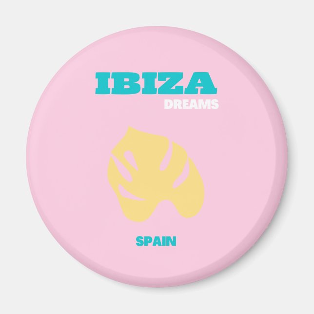 Ibiza, Spanien Travel Art, Preppy, Rosa Magnet (Framsidan)