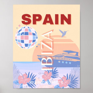 Ibiza, Spanien, Travel Art, Retro Art, Pastel Poster
