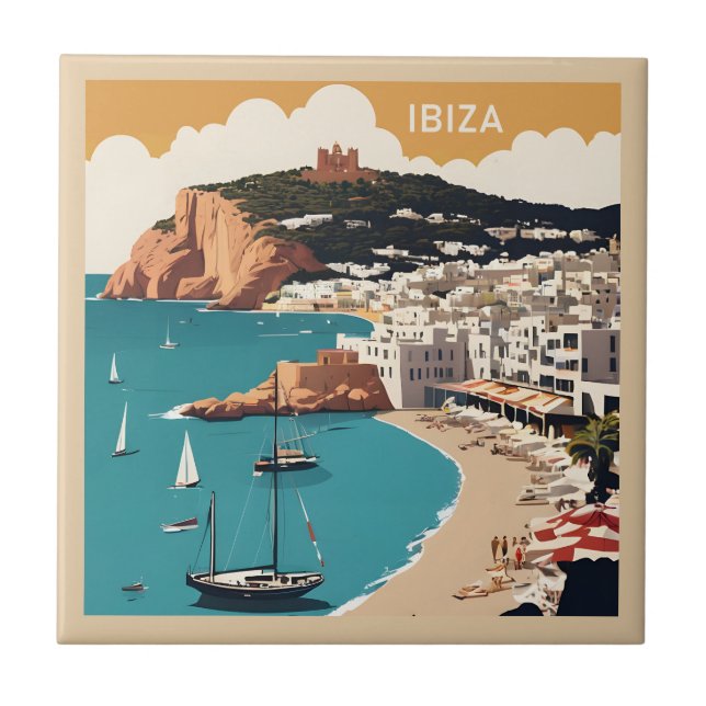 Ibiza, Spanien Travel Poster Kakelplatta (Framsidan)