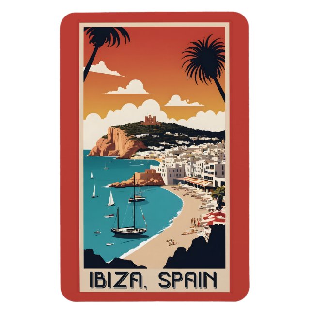Ibiza, Spanien Travel Poster Magnet (Vertikal)