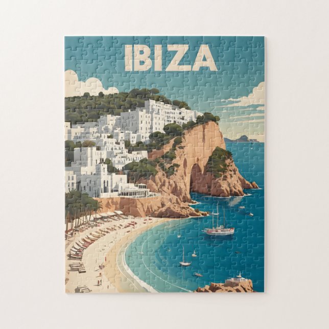 Ibiza, Spanien Travel Poster Pussel (Vertikal)