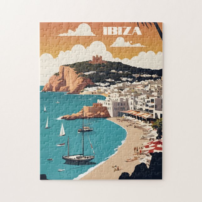 Ibiza, Spanien Travel Poster Pussel (Vertikal)