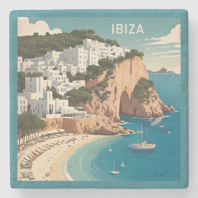 Ibiza, Spanien Travel Poster Stenunderlägg (Framsidan)