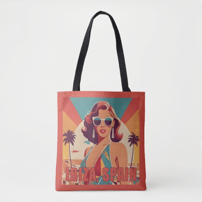 Ibiza, Spanien Travel Poster Tygkasse (Framsida)