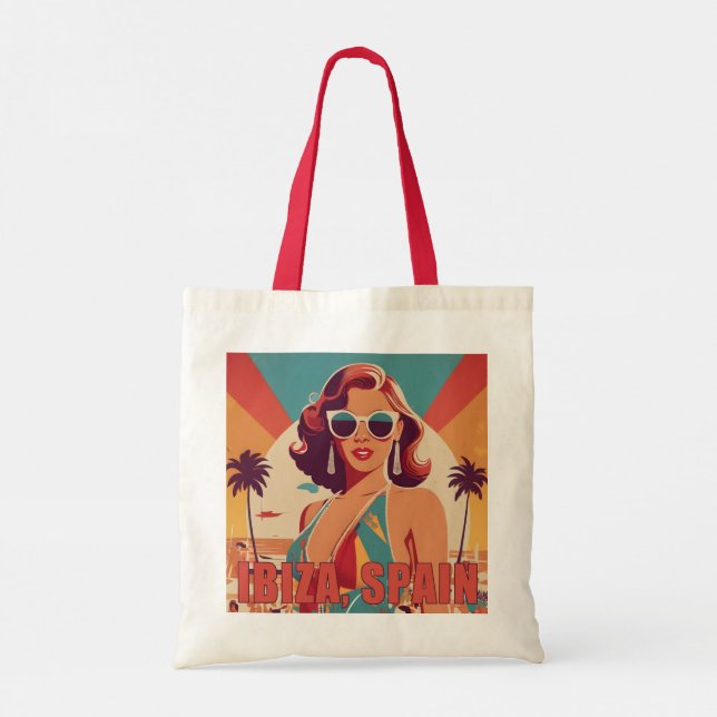Ibiza, Spanien Travel Poster Tygkasse (Baksida)