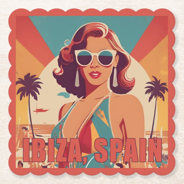 Ibiza, Spanien Travel Poster Underlägg Papper (Framsida)