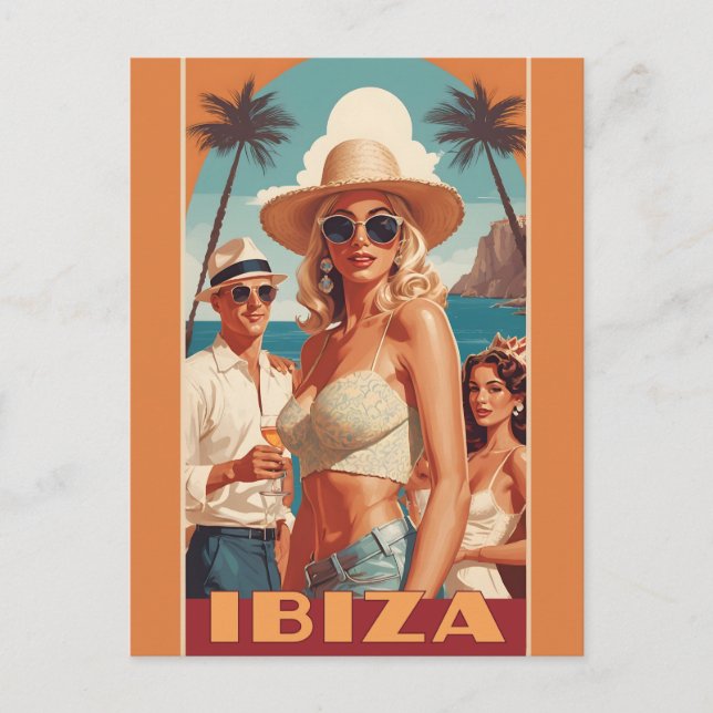 Ibiza, Spanien Travel Poster Vykort (Framsida)