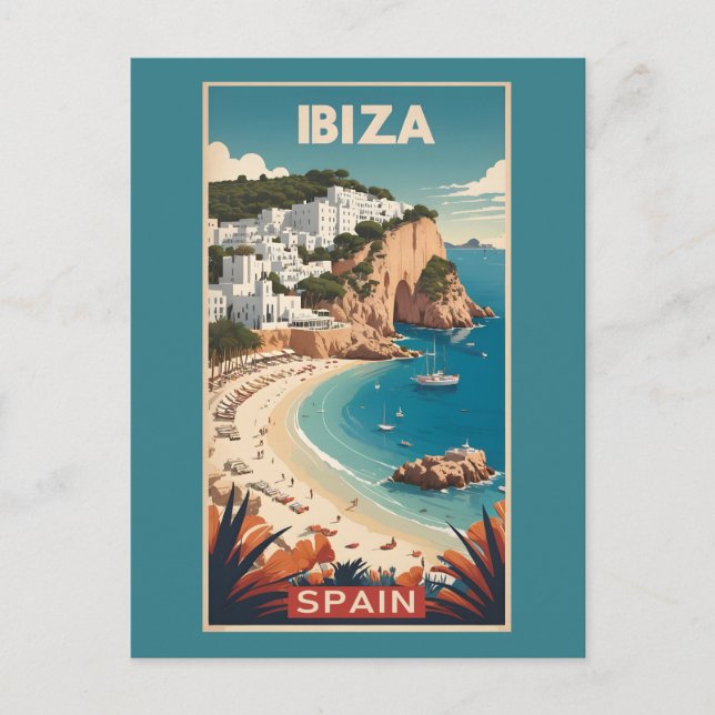 Ibiza, Spanien Travel Poster Vykort (Framsida)