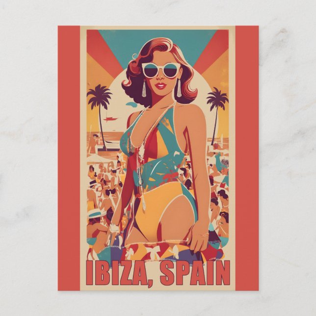 Ibiza, Spanien Travel Poster Vykort (Framsida)