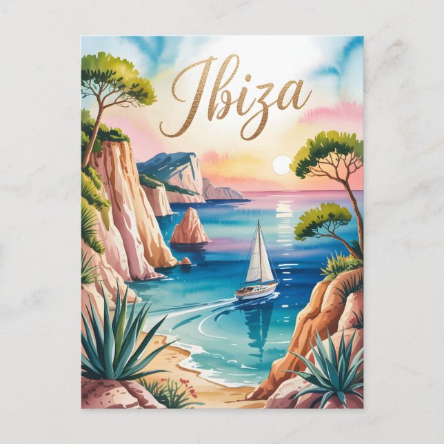 Ibiza vattencolor vykort (Framsida)