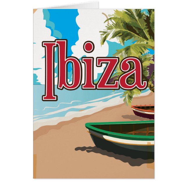 Ibiza vintage reseaffisch hälsningskort (Framsidan)