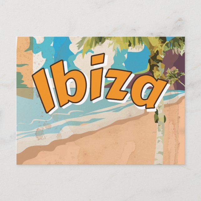 Ibiza Vintage semesternaturaffisch Vykort (Framsida)