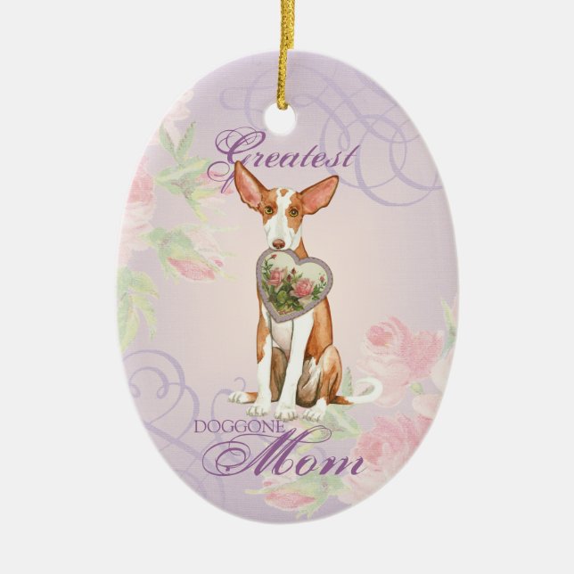 Ibizan Hound Heart Mamma Ceramic Ornament (Framsidan)