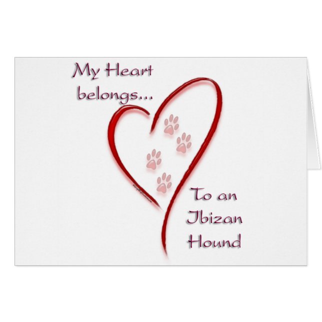 Ibizan Hound Heart-Tillhör Hälsningskort (Framsidan Horizontal)