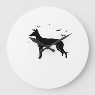 Ibizan Hound Hund � Halloween Moon Silhouette Klas Stor Klocka