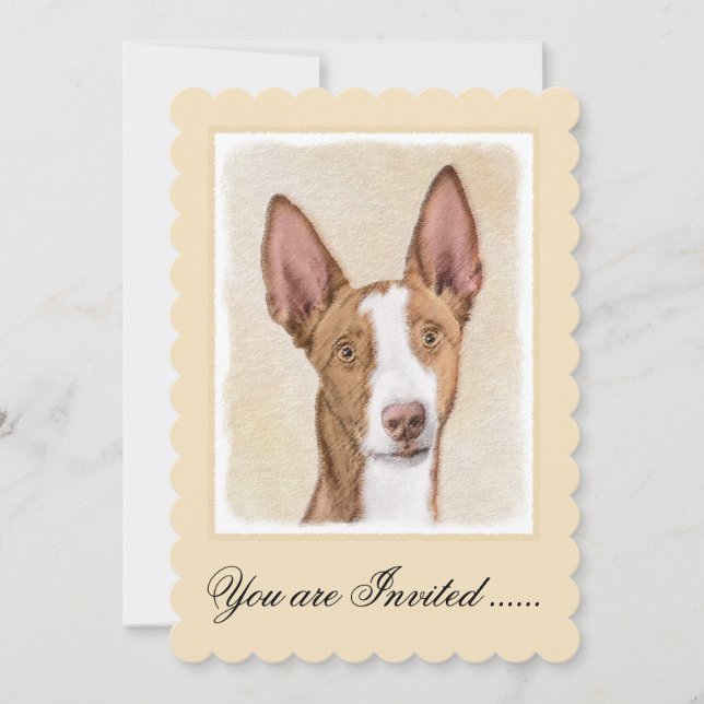 Ibizan Hound Painting - Cute Original Hund Art Inbjudningar (Framsida)