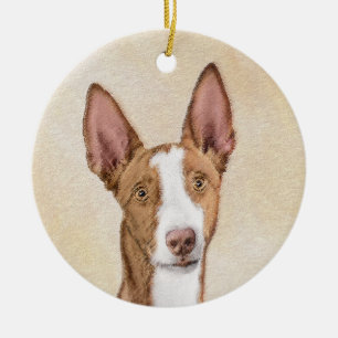 Ibizan Hound Painting - Cute Original Hund Art Julgransprydnad Keramik