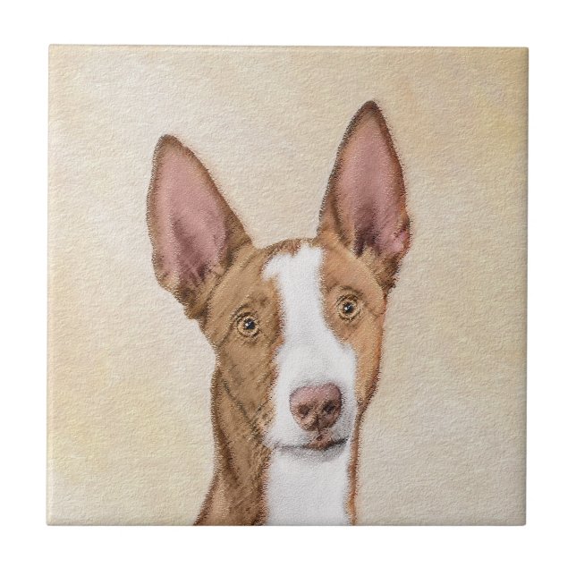Ibizan Hound Painting - Cute Original Hund Art Kakelplatta (Framsidan)